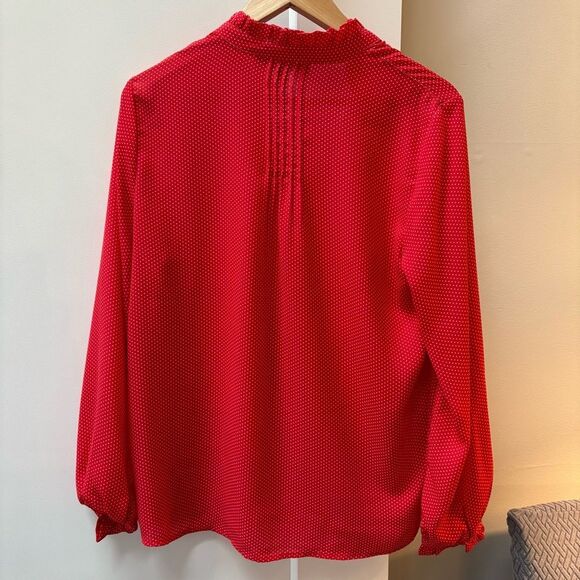 Jasmine & Juliana Red Polka Dot Pintuck Blouse - Size M - Picture 3 of 6